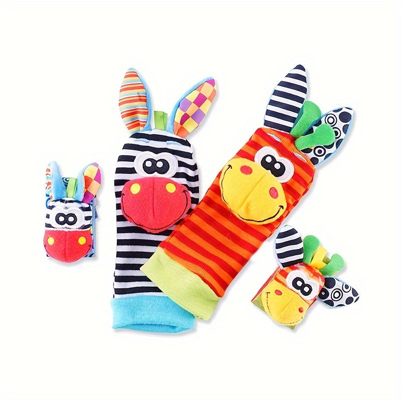 Nieuwborn Baby Dierenarmband & Rammelaar Horloge Set met Sokken - Baby Puzzel Speelgoed