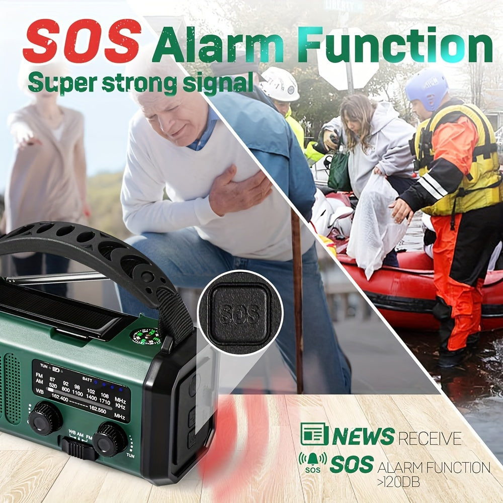10000mAh Noodradio – Zonne-energie, Hand Crank, AM/FM, SOS Alarm & Telefoonoplader