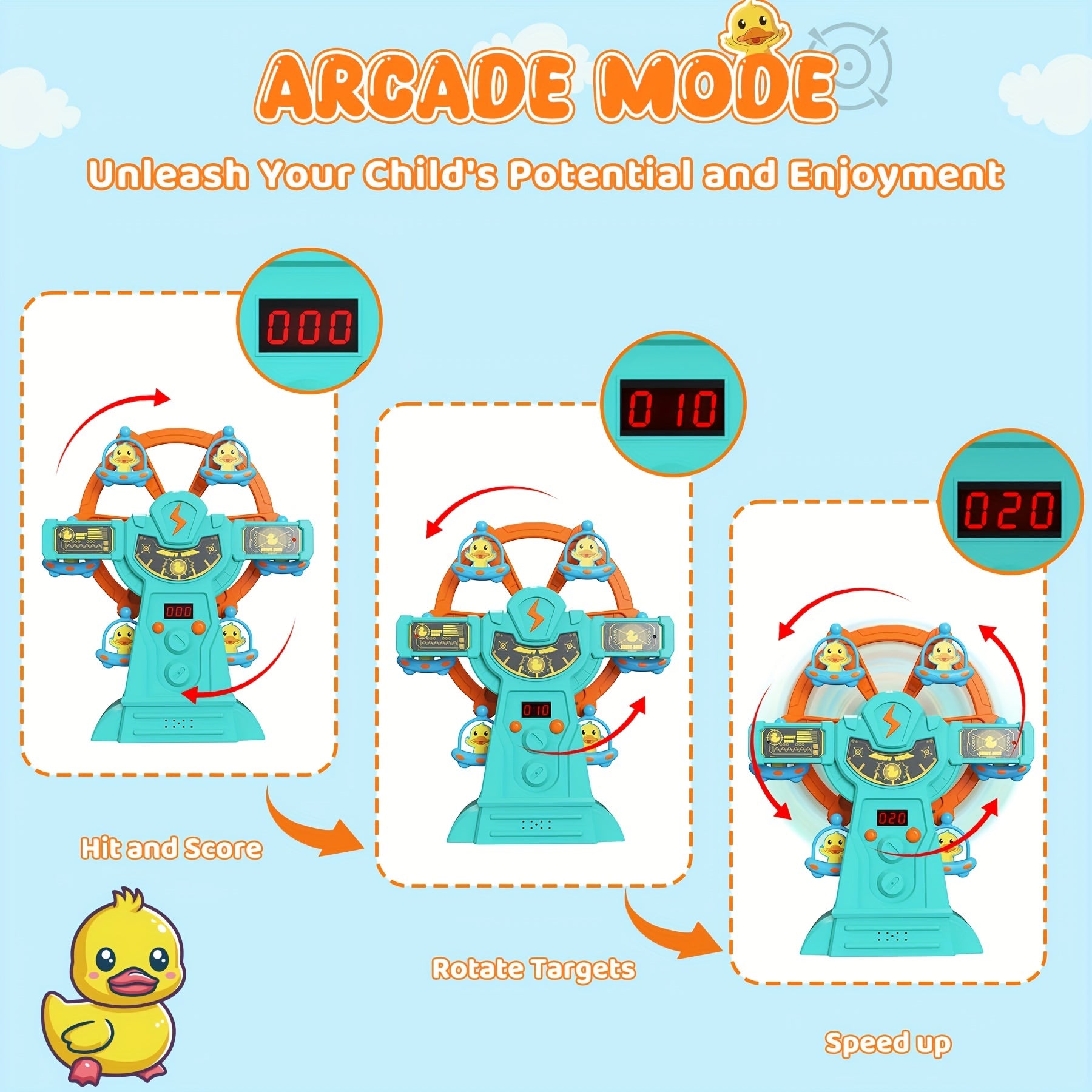 Schietspel Speelgoed voor Kinderen 3+ | Elektronische Eend Schiettargets met Scoring, Leuk Cadeau voor Verjaardag, Halloween & Kerst