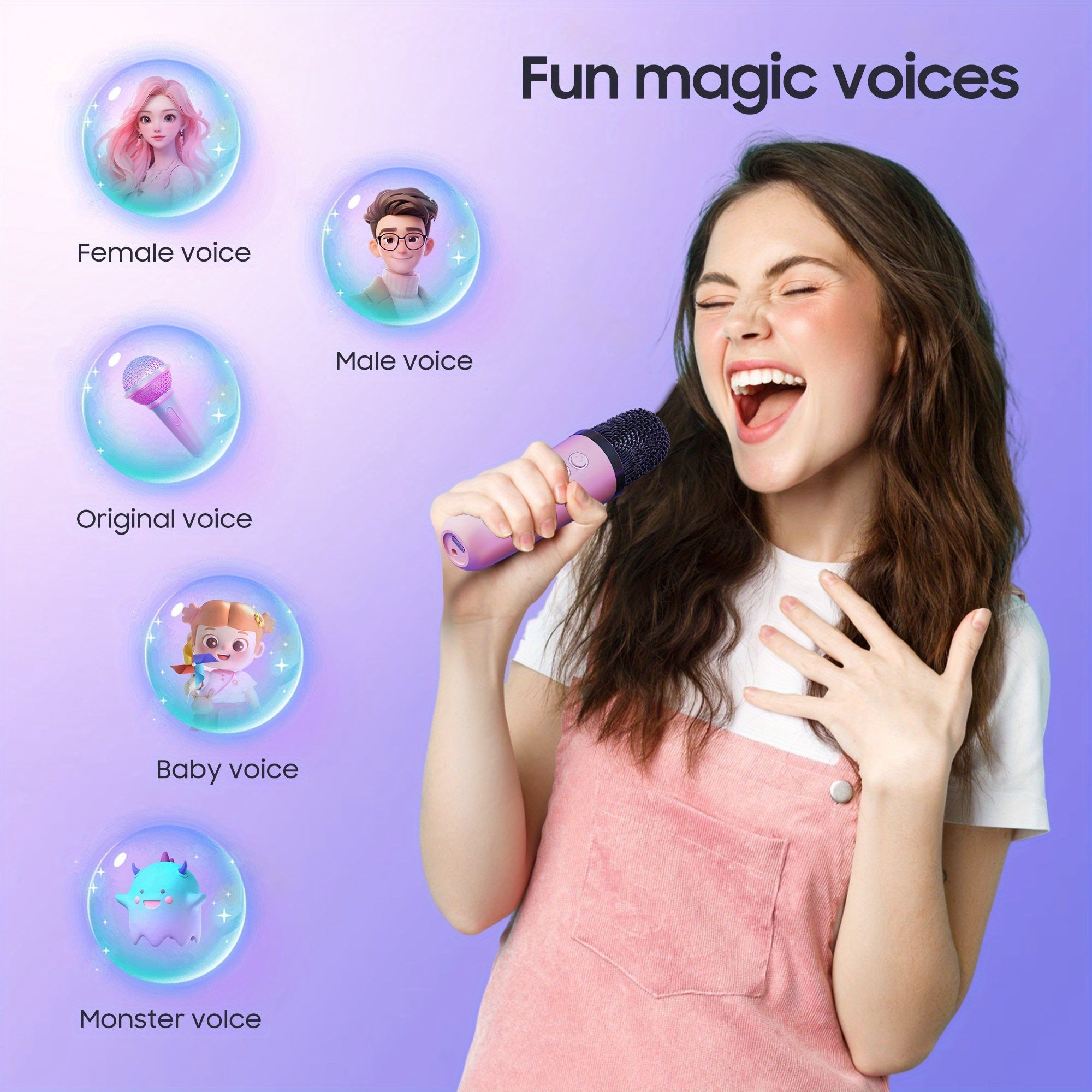 Draagbare Mini Karaoke Set met 2 Microfoons voor Kinderen en Volwassenen - Bluetooth Speaker met Sfeerverlichting - Cadeau voor Jongens en Meisjes