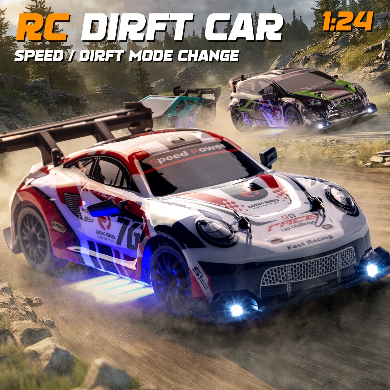 RC Drift Auto 1:24 | 4WD Afstandsbediening Racewagen met Driftbanden