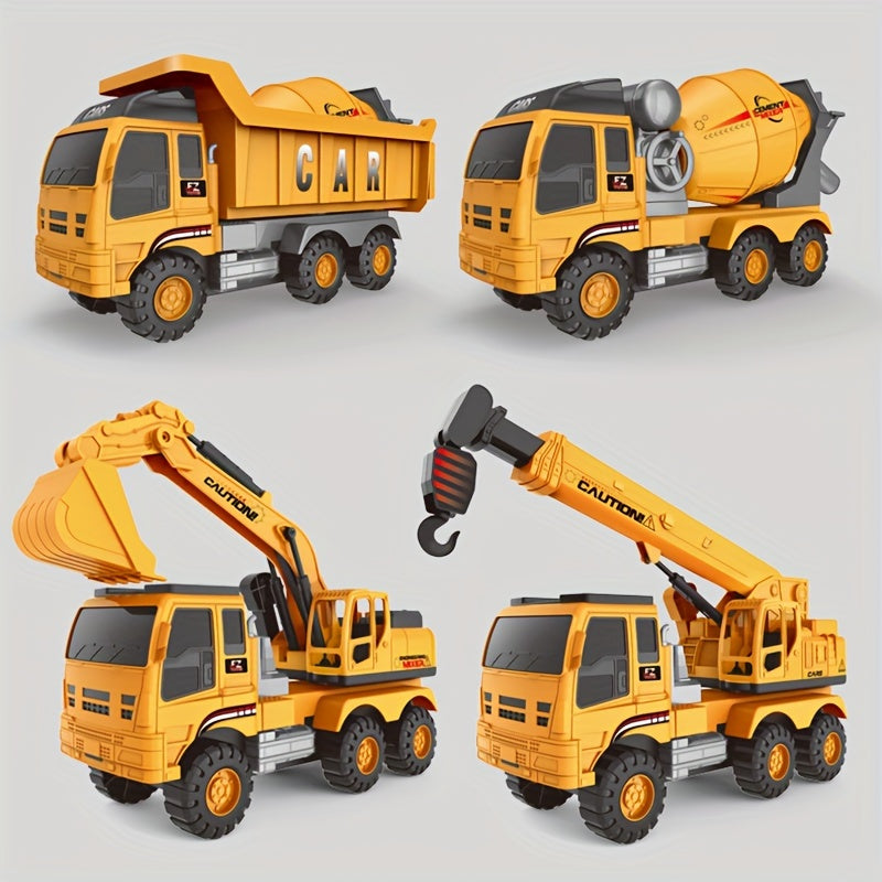 Bouwvoertuigen Set | Grote graafmachine, cementwagen en kraan – educatief constructiespel