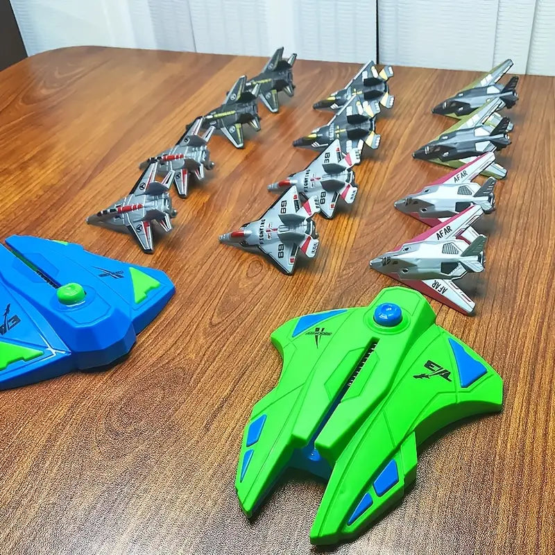 Dual Launcher Vliegtuig Speelgoed Set | Handmatige Vliegende Jet Game | Duurzaam Plastic