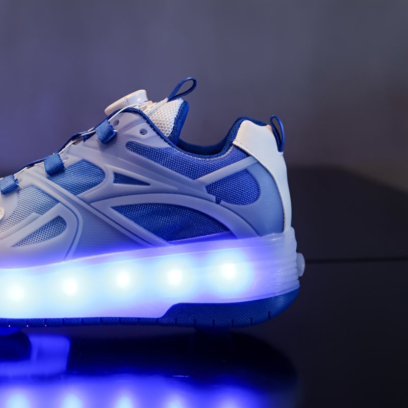 Sneakers met LED-licht | Glow-in-the-Dark Schoenen met USB & Wielen | Verstelbare Roller Schoenen voor Kinderen