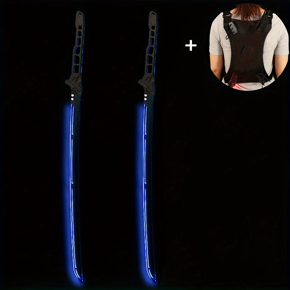 2 Stuks Sci-Fi Cyberpunk Gloeiende Samoeraizwaarden, Oplaadbare Acryl LED Modellen, Halloween Decoratie, Imitatie Wapenmodellen Collectie Voor Games