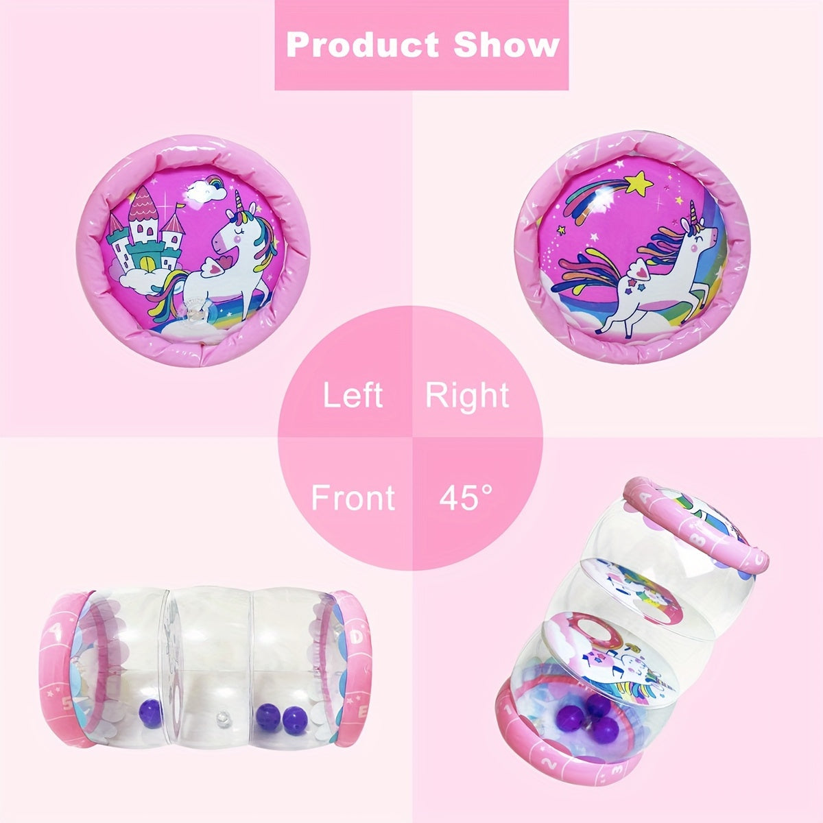 Kruip Activiteitsrol met Rammelaar en Bal | Opblaasbaar Dierlijk Kruiptrainingsspeelgoed voor Baby's van 8 tot 12+ Maanden