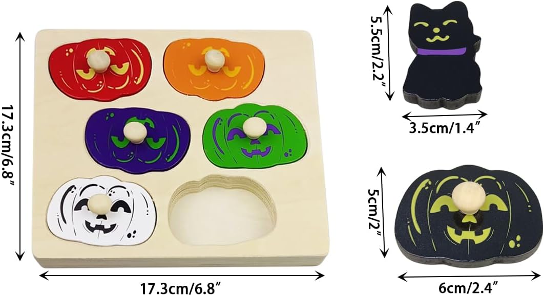 Montessori houten puzzel | Leer en speel met pompoenen