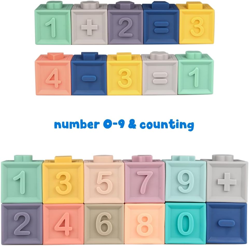 Zachte Sensorische Stapelblokken | Montessori Bad Speelgoed | Vroeg Leren 6-36 Maanden