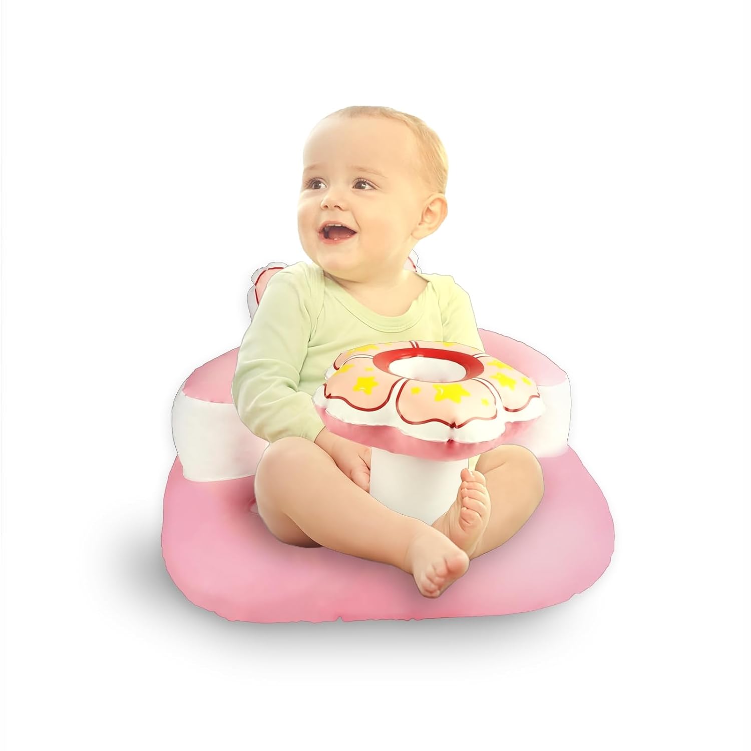 Multi-Functionele Opblaasbare Baby Zitstoel | Roze Vloerstoel voor Baby's met Ingebouwde Luchtpomp vanaf 6 Maanden