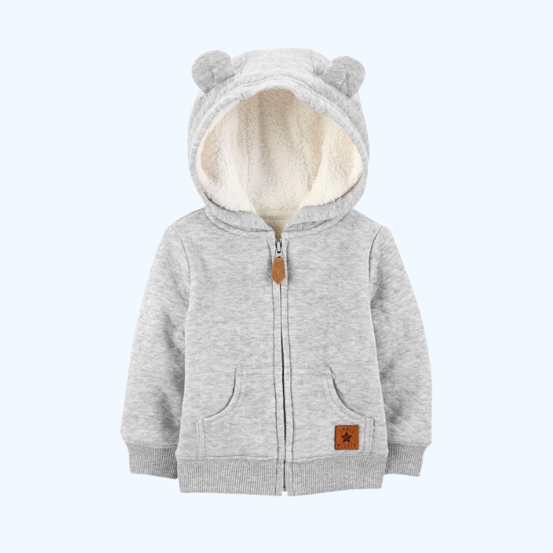 Baby Gevoerde Sweaterjas met Sherpa Voering | Kinder Hoodie Met Kleine Oortjes Outfit Set
