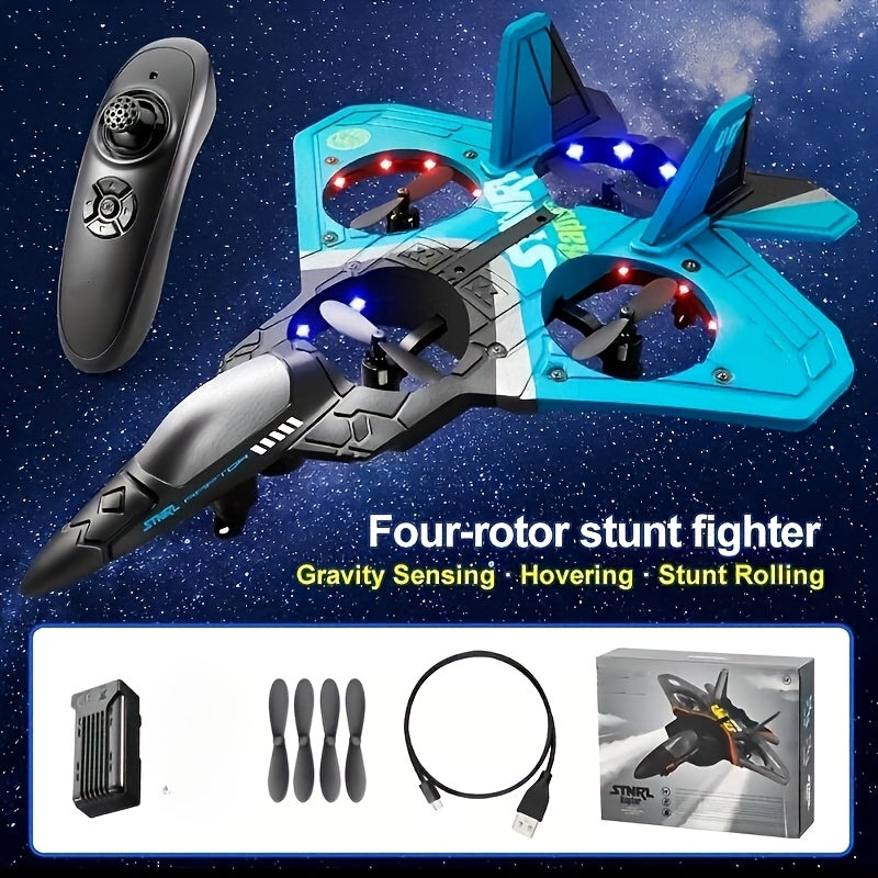 RC Vliegtuig Met 2 Batterijen | EPP-schuim, UAV Glider, Vierassig RC Speelgoed voor Buiten