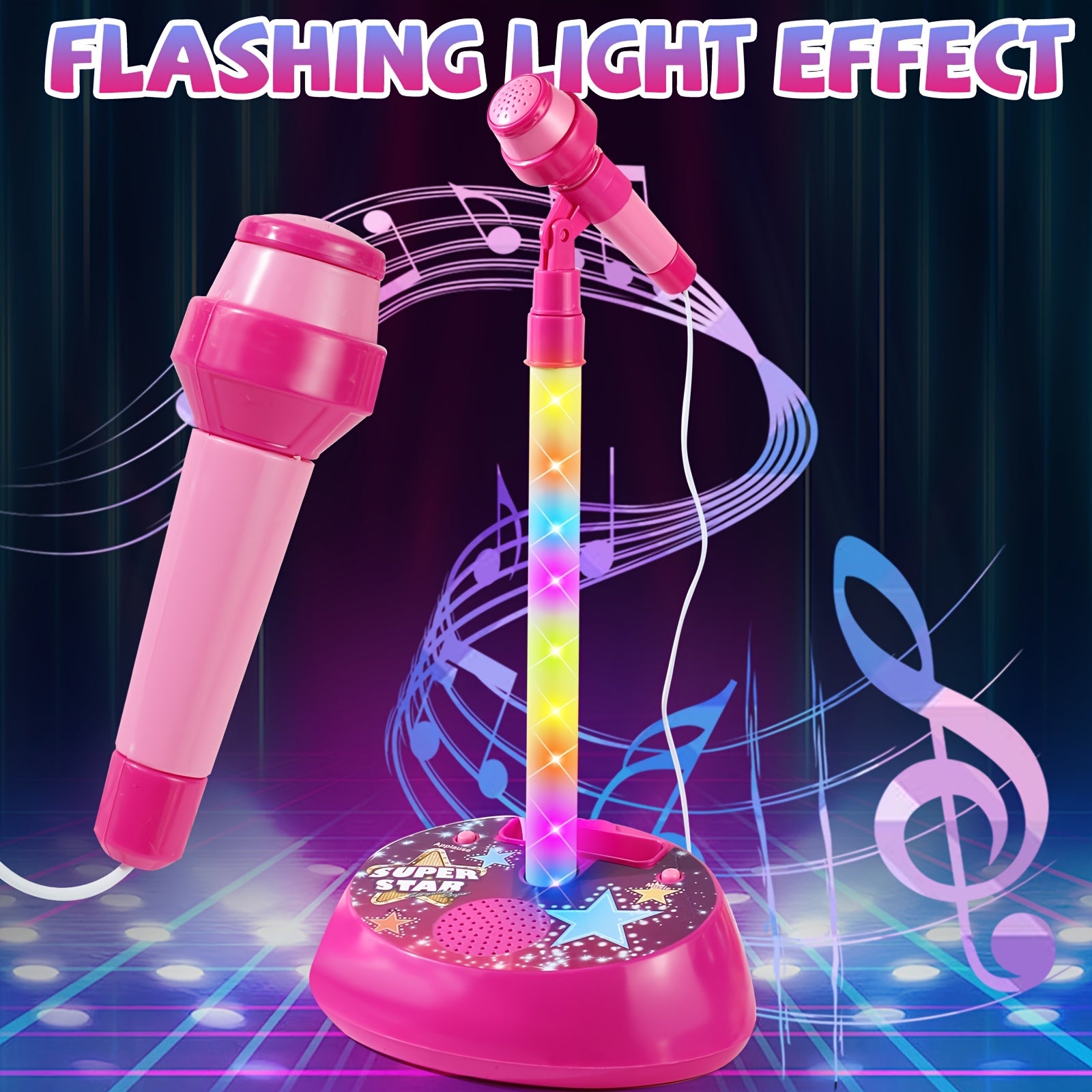 Karaoke Speelgoedset met Microfoon & Lichtshow – Verstelbare Standaard voor Kinderen 3+ Jaar