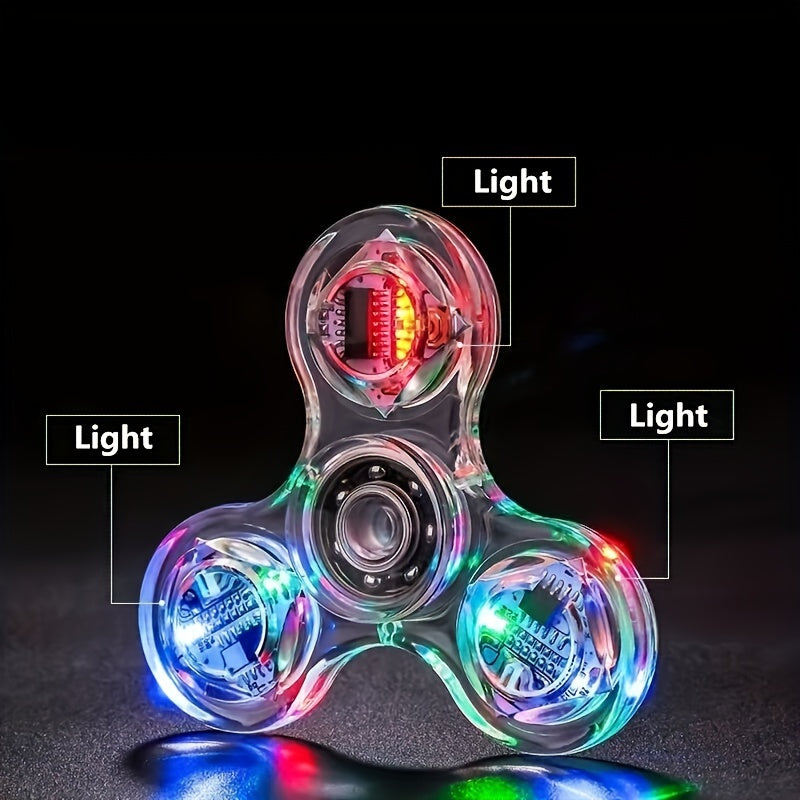 LED Light-Up Fidget Spinner - Transparant, Stressverlichtend Hand Speeltje voor Kinderen & Volwassenen, Kleurrijke Vinger Spinner