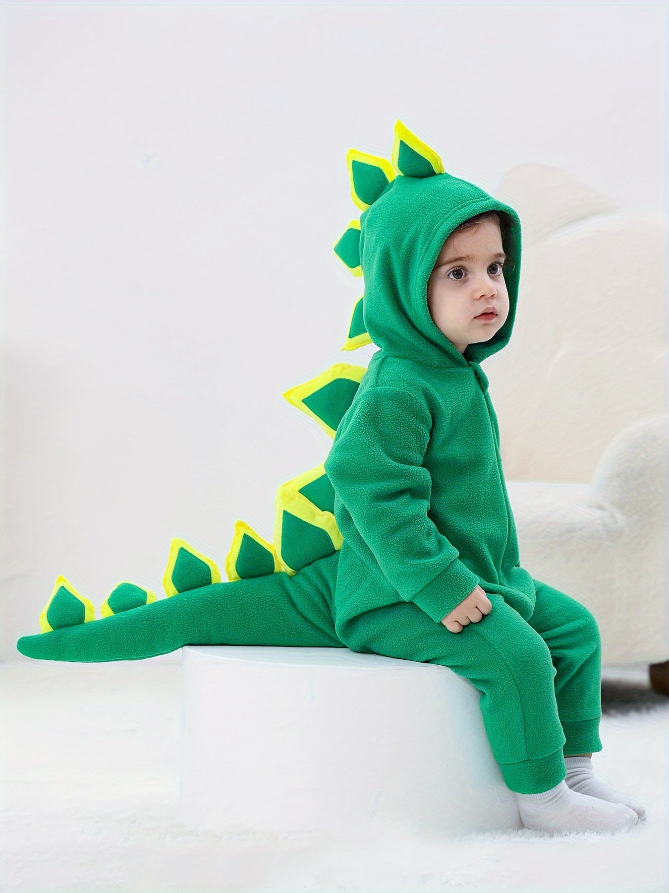 Dinosaurus Kaptrui Jumpsuit | Baby's Warme Romper, Perfect voor Fotografie