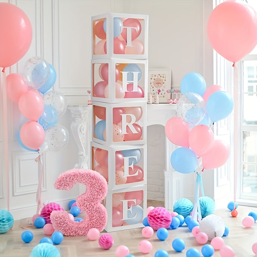 5-Pack Aanpasbare Letterballon Dozen | Papieren Blokkendoos Kit Dubbele Alfabetset (A-Z) voor Gepersonaliseerde Feestdecoraties