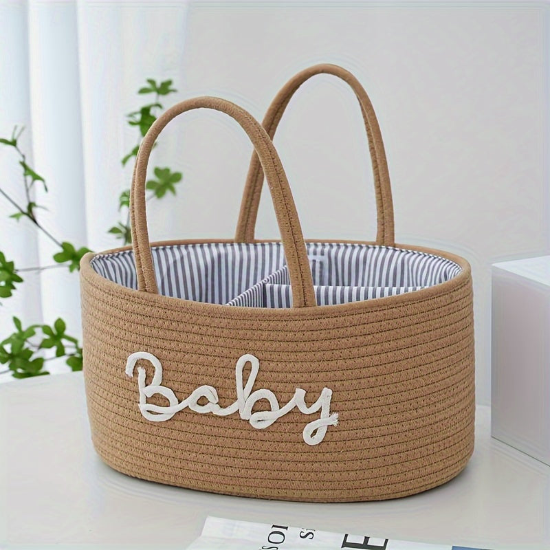 Geweven Opbergmand | 3 Compartimenten Draagbare Opbergmand | Fles- en Luier Organiser voor Moeder en Baby | Badkamer Opbergmand voor Zwembad Accessoires