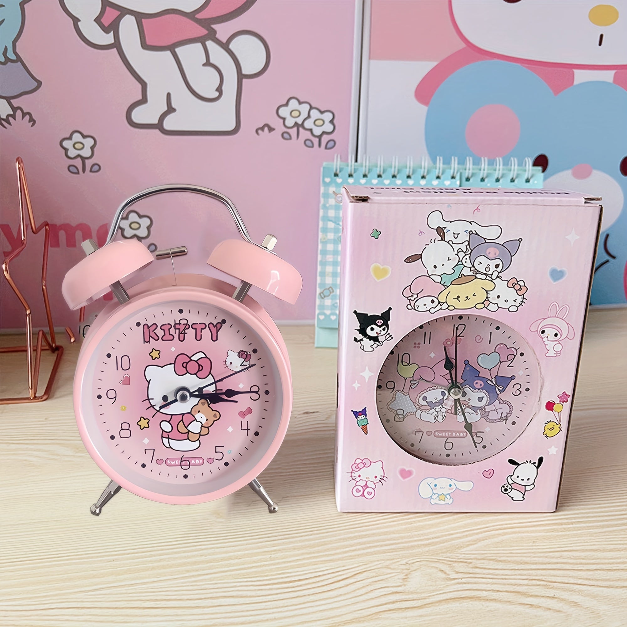 Réveil Matin Classique Hello Kitty pour Enfants et Filles - Horloge de Chevet Décorative avec Fonction Veilleuse - Cadeau Anniversaire Noël