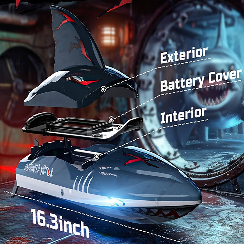 SharkWave RC-boot 30KM/U – Ultrasnelle brushless motor met LED, waterdicht race-speelgoed 2.4GHz