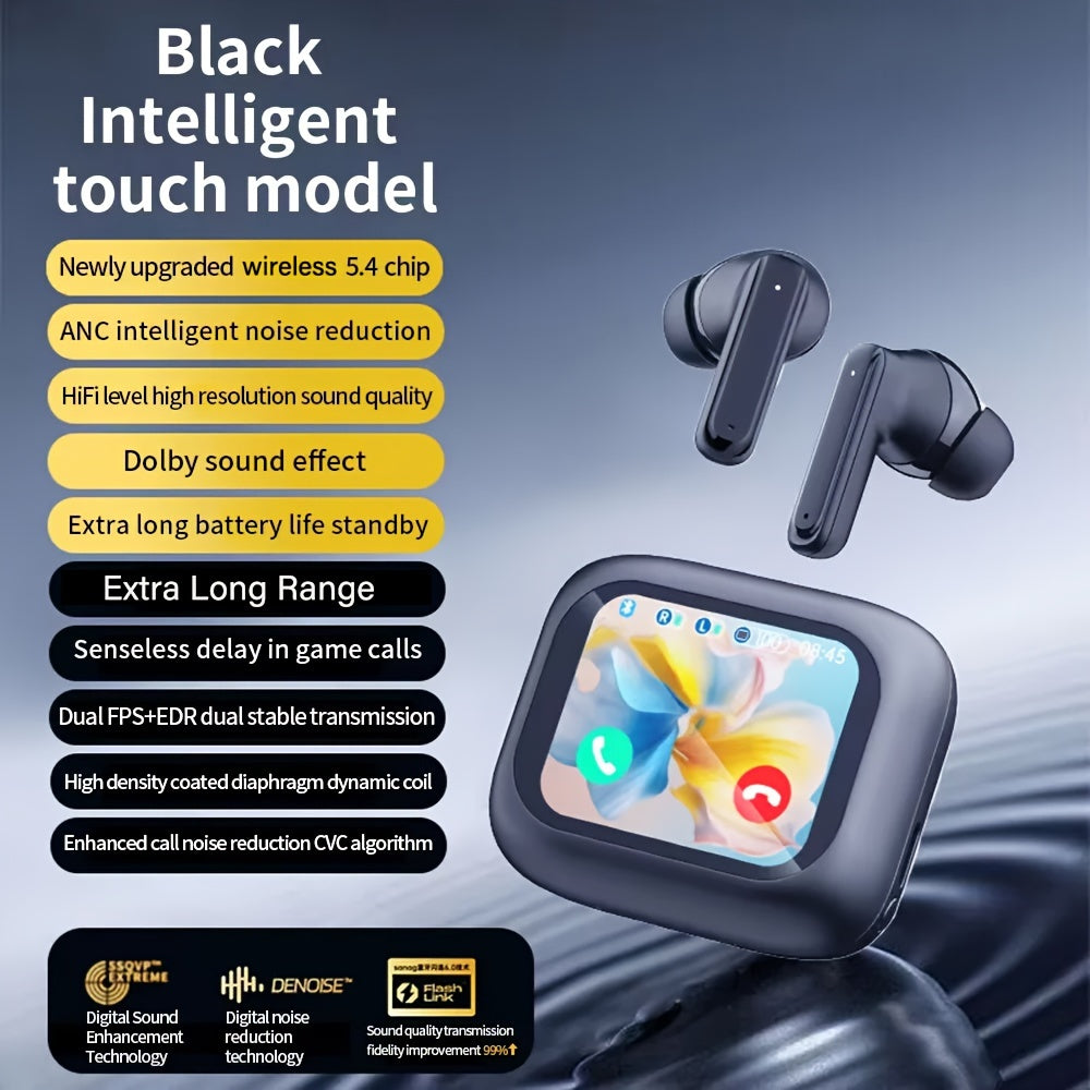 Slimme LCD Touch Earbuds 2025 | Draadloze Oordopjes met Premium Geluid & Microfoon