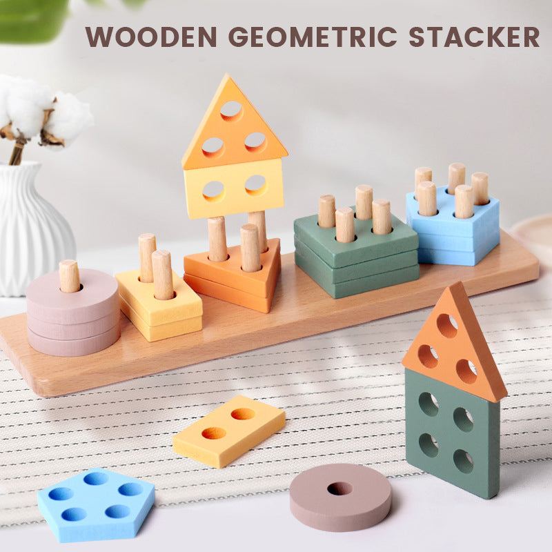 Montessori Houten Geometrische Stapelaar