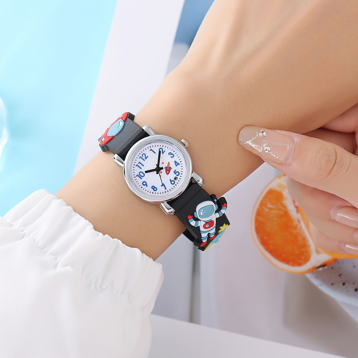 Kinderen Quartz Horloge | Astronaut & UFO Design met Zachte Silicone Band – Blauw