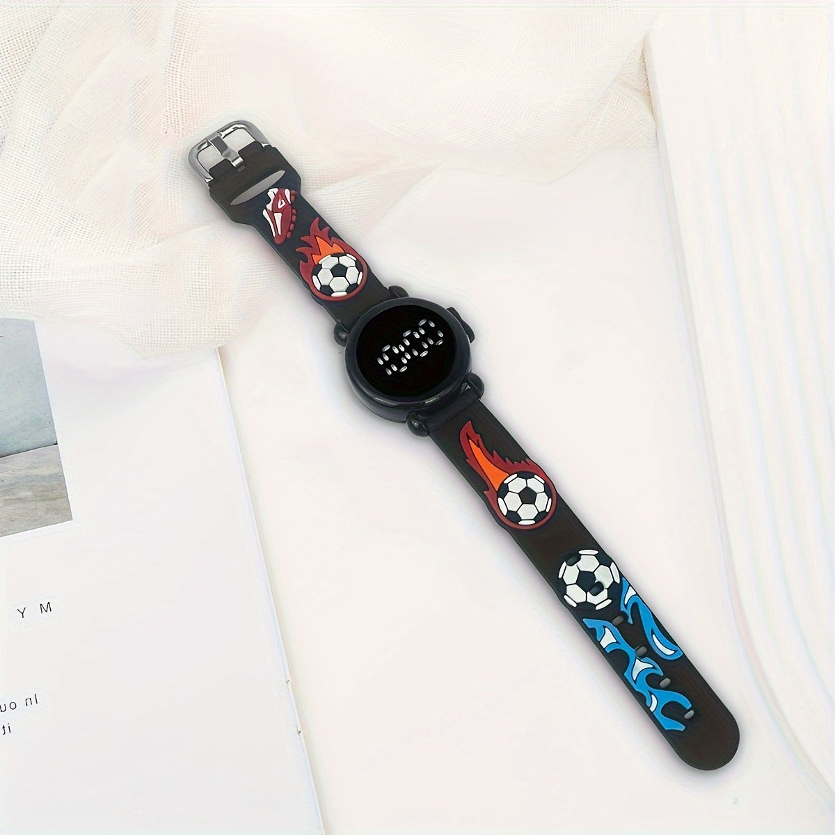 Blauwe LED Soccer Flame Watch – Trendy & Cool Horloge voor Kinderen