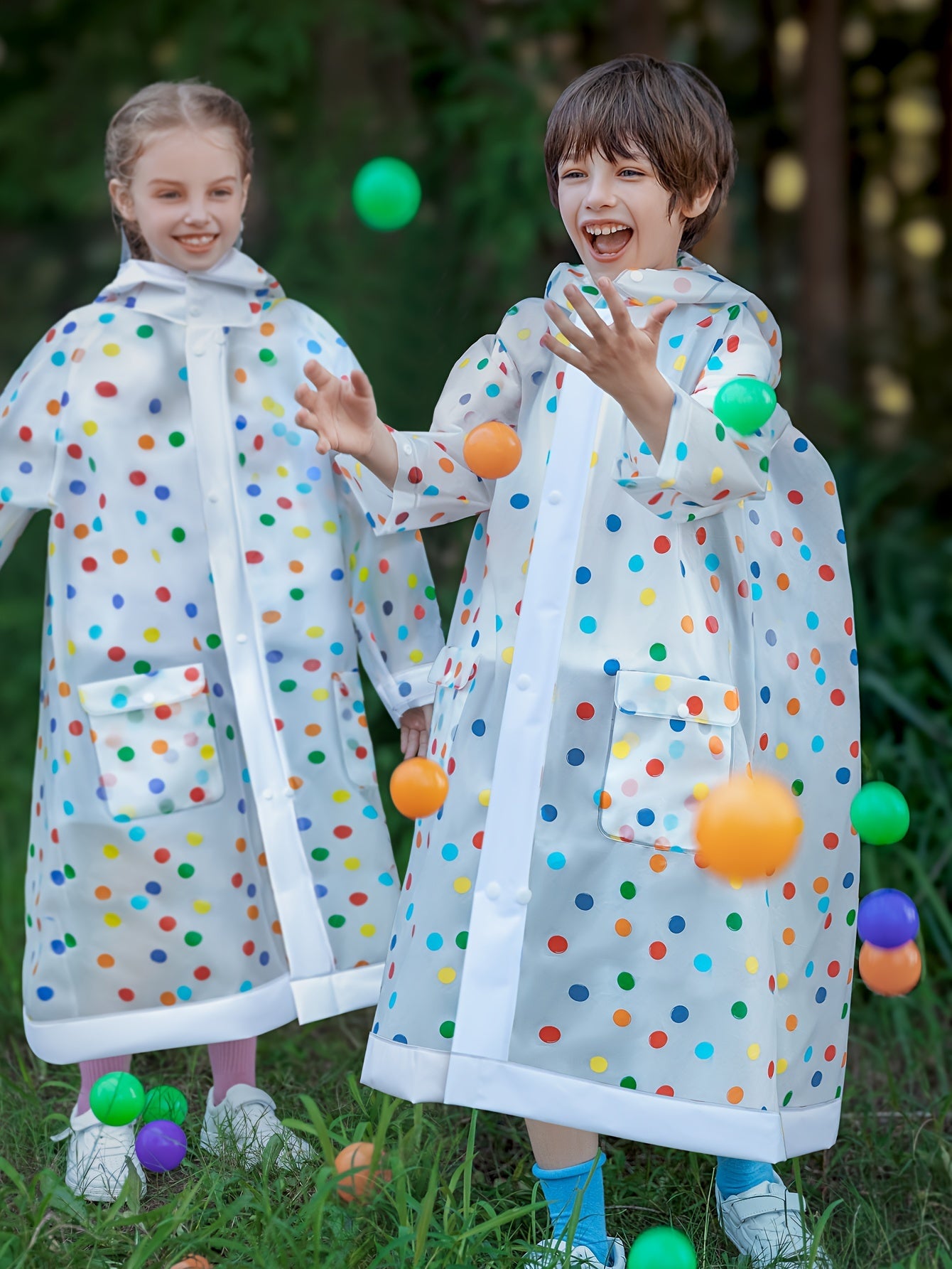 Regenjas met stippen kinderen | Poncho met capuchon