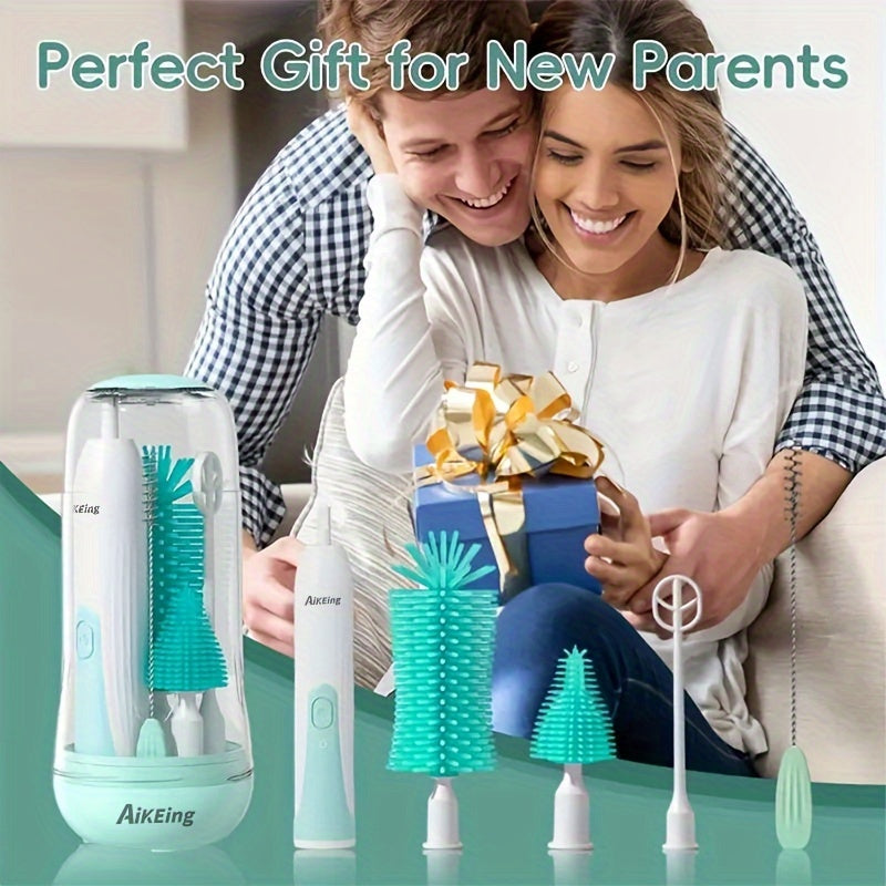 Elektrische Flesborstel met UV Sterilisatie | Multifunctionele Teats Organizer | Perfect Reinigingsset voor Moeders | Kerst- & Feestdagen Cadeau