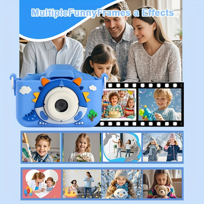 Digitale Kindercamera voor Kinderen vanaf 6 Jaar - HD Fototoestel met Selfiecamera voor Jongens en Meisjes - Inclusief 64GB Geheugenkaart als Perfect Cadeau