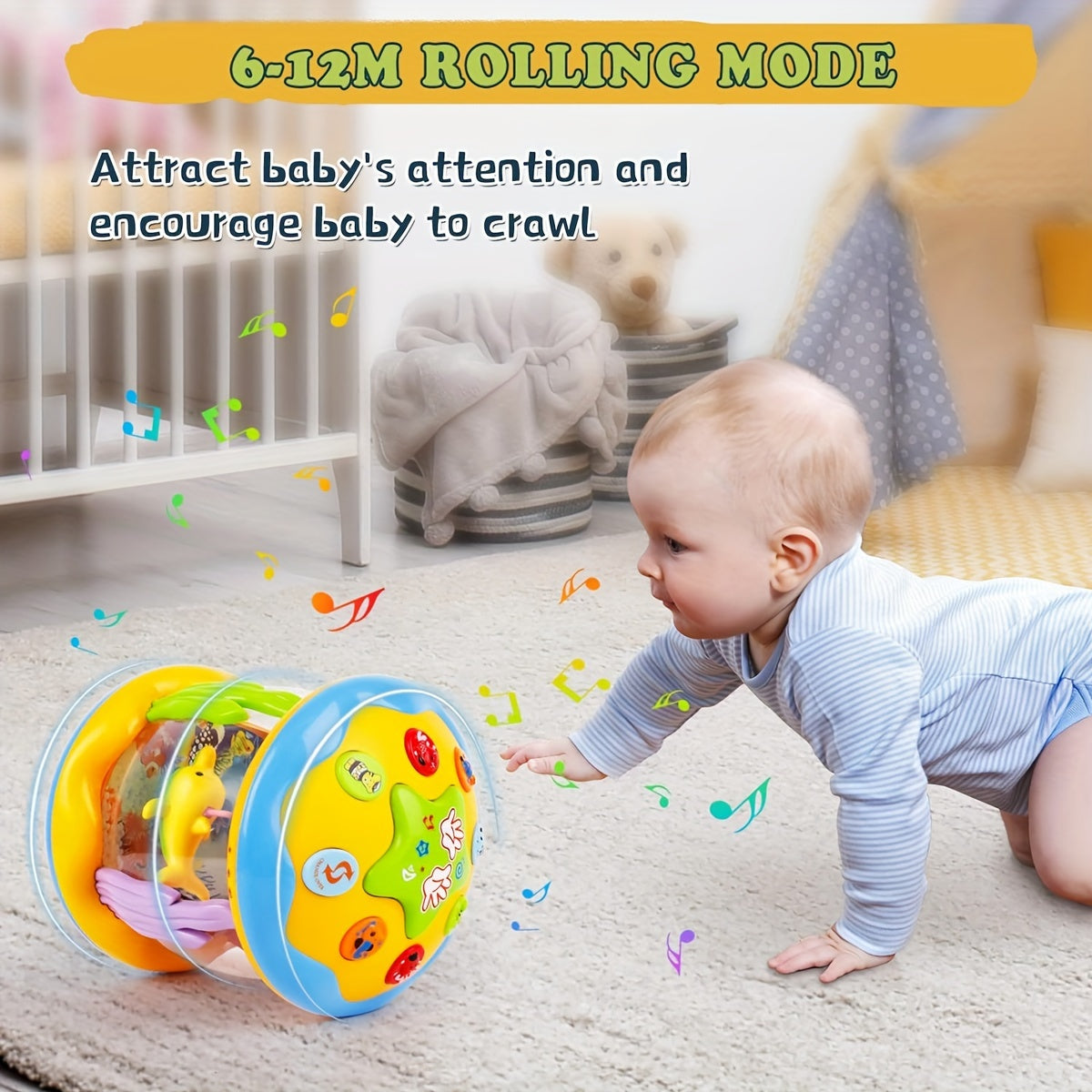 Baby Muzikaal Speelgym met Oceaan Projectorlichten | Interactief Speelgoed voor Kruipen & Buiklig Ontwikkeling