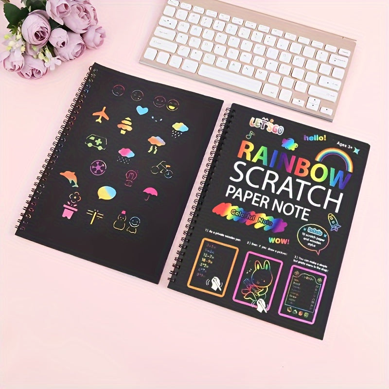 Regenboog Krasblok Set | 12 vellen knutselpapier voor tekenen & feestjes (3-12 jaar)