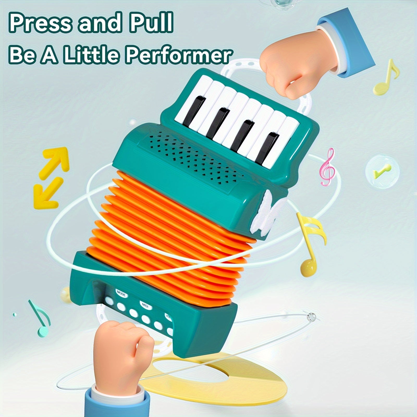 Kinderaccordeon speelgoed - 12-toetsen keyboard, 3 speelmodi, kerstcadeau