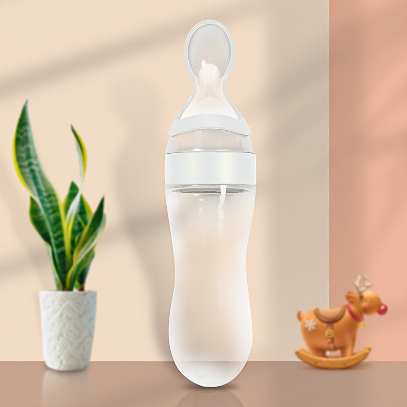 Silicone Baby Voedingsfles met Knijplepel, Multifunctioneel voor Melk, Voedingssupplementen, Geneesmiddelen - Verkrijgbaar in Wit, Blauw, Groen, Felroze