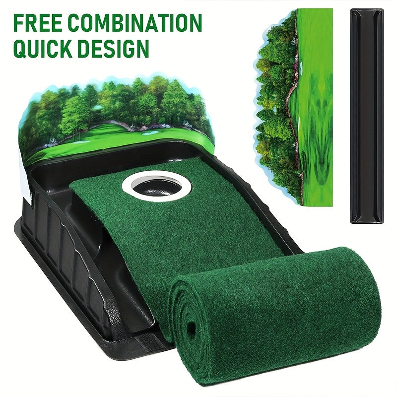 Indoor Golf Putting Mat | Auto-Bal Terugkeer, Putter Gidsen op 3, 5 & 7 Voet