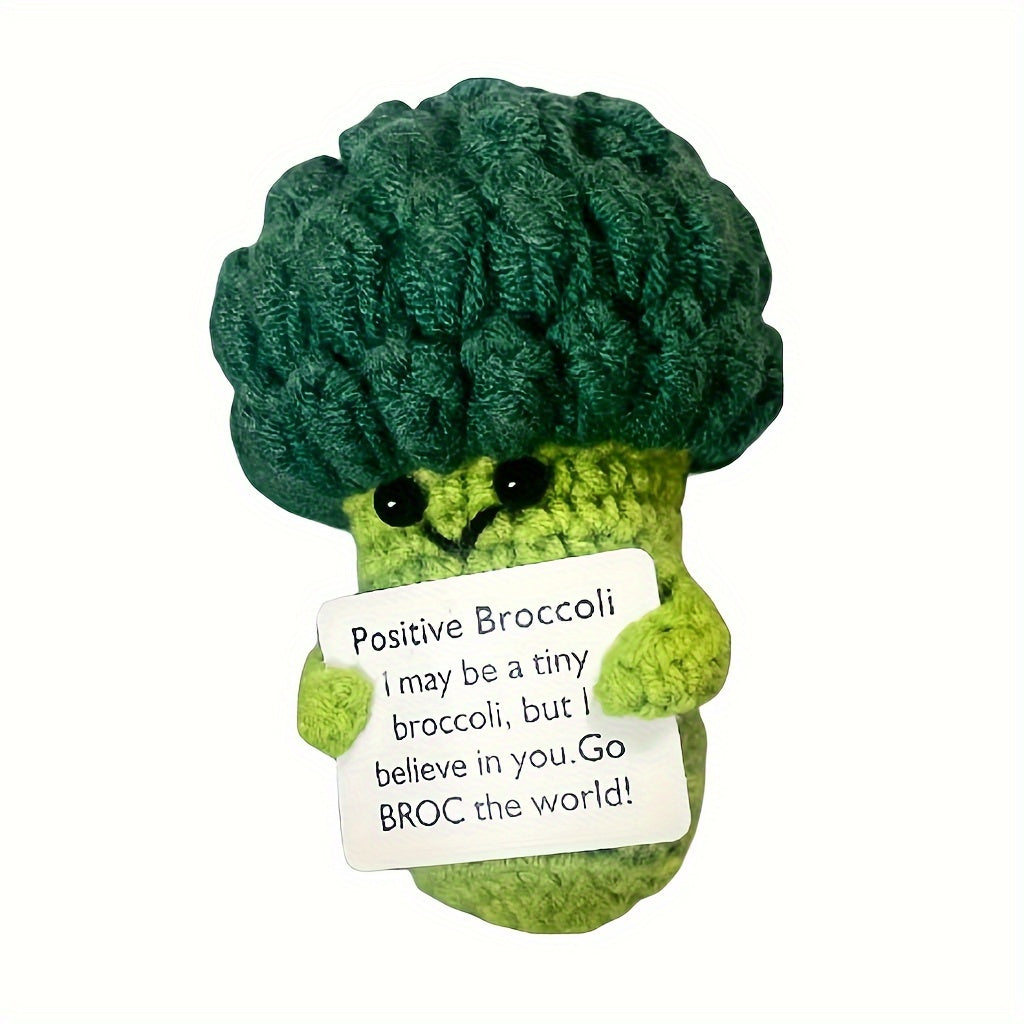 1 Stuk Handgemaakte Garens Haak Broccoli Pop met Positieve Energie Kaart | Tas Hanger | Feestdecoratie