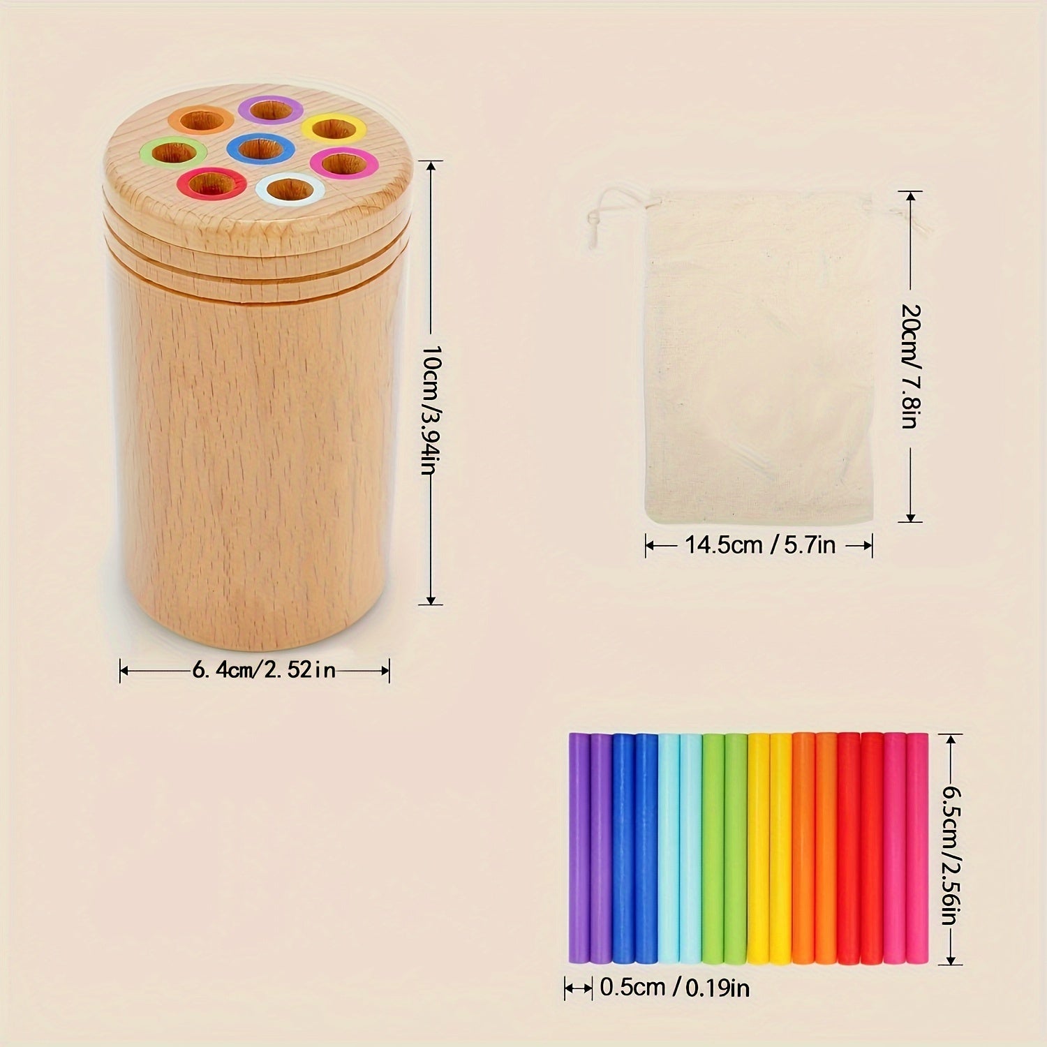 1 Stuk Houten Kleurensorteer Sticks | Educatief Speelgoed voor Peuters (3-6 Jaar)