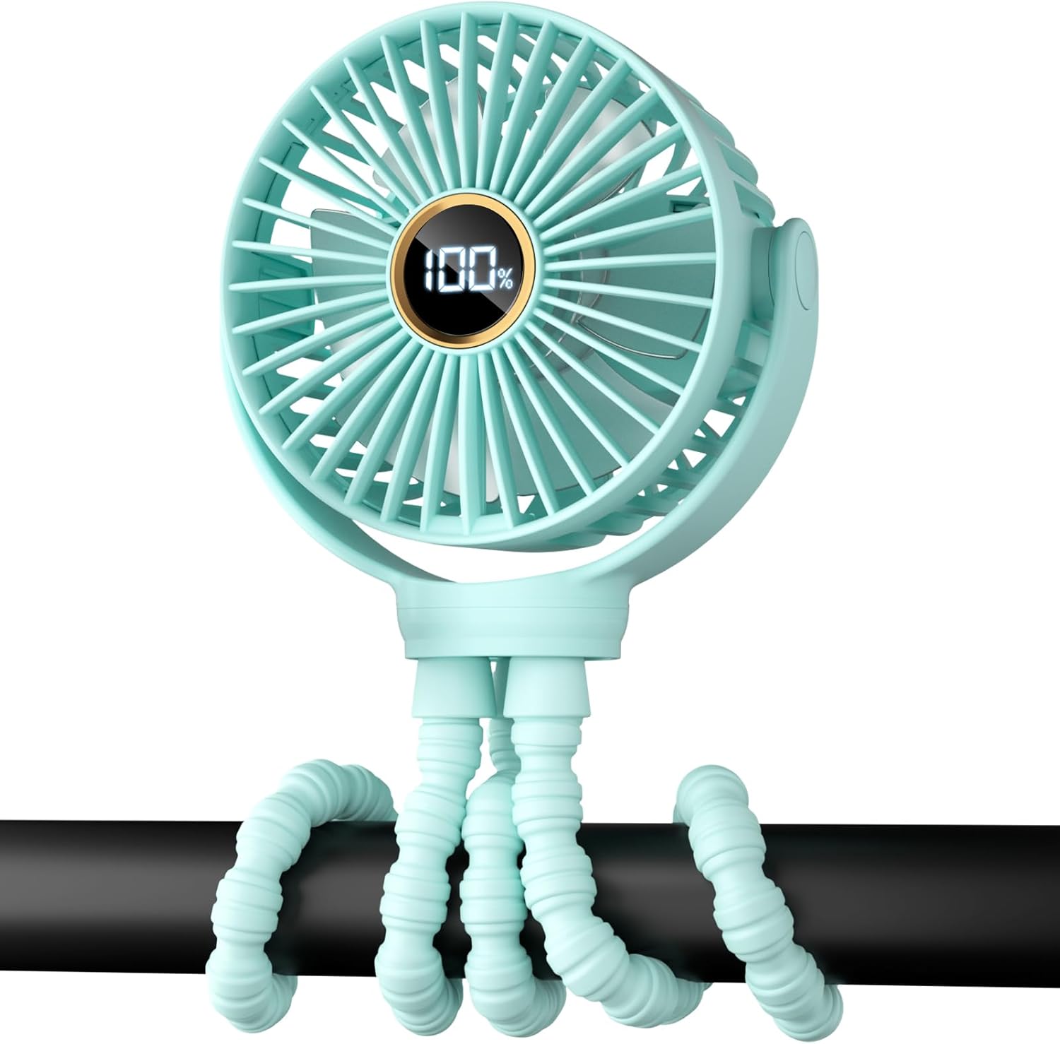 Draagbare kinderwagenventilator|Oplaadbare mini ventilator 360° rotatie 3 snelheden zwart