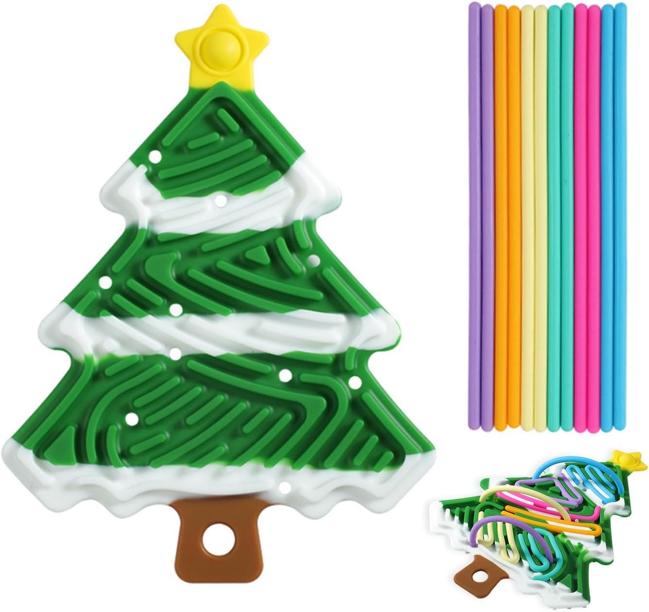 Siliconen Sensorisch Activiteitenbord Fidgetbord in kerstboomontwerp | Anti-stress speelgoed voor kinderen (3+) en volwassenen