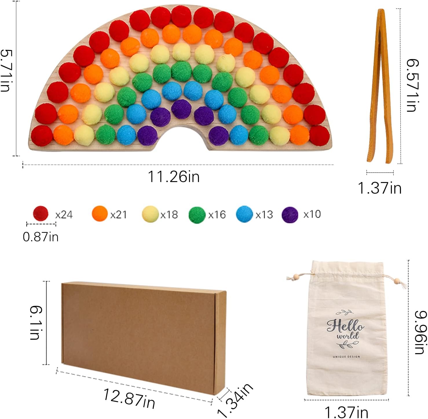 Houten Peg Board Kralenspel – Montessori Educatief Speelgoed | Kleuren & Tellen