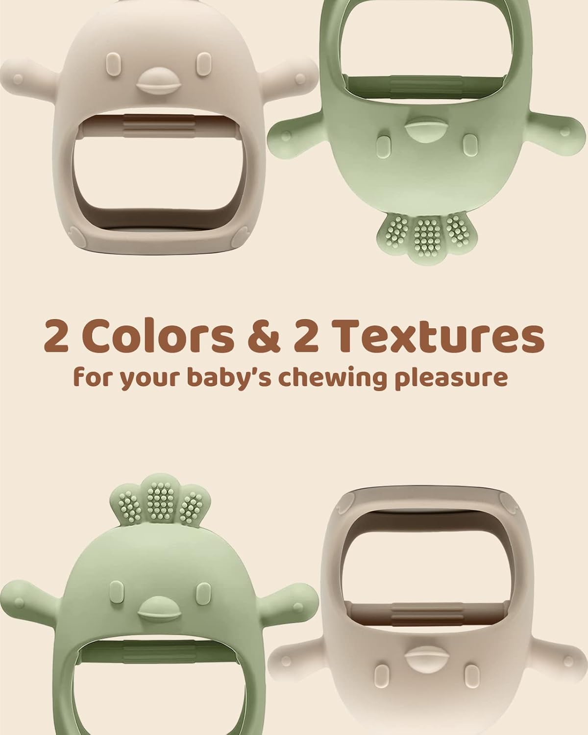 2 Packs Baby Bijtspeelgoed | BPA Vrij Siliconen Bijtspeelgoed voor Baby's 0 tot 12 Maanden
