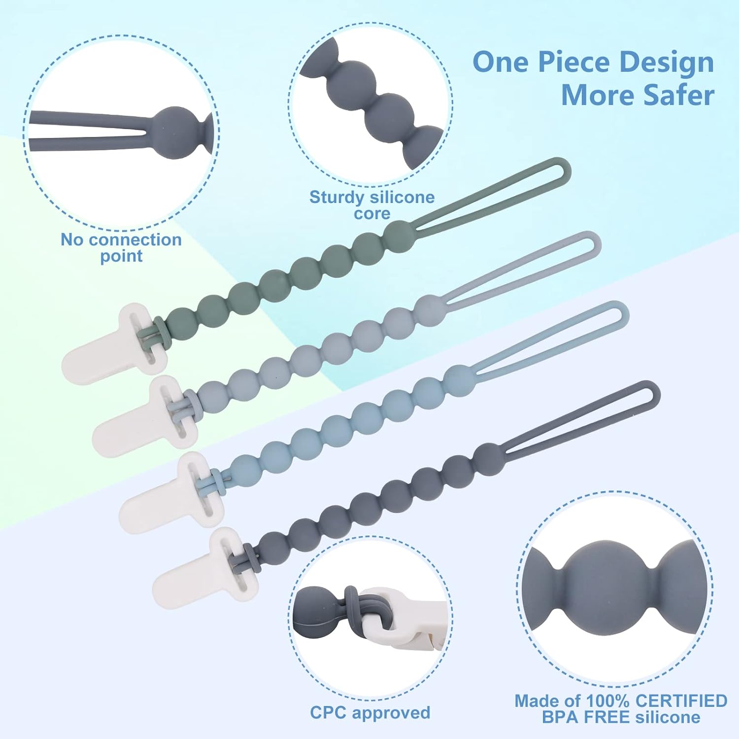 4-Pack Siliconen Fopspeen Clips voor Baby's | Teething Relief & Veilig voor Pasgeborenen | Praktisch Baby Accessoire