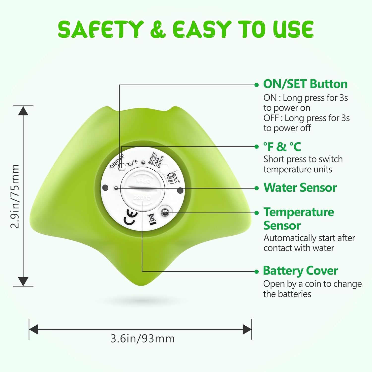 Baby badthermometer digitaal | drijvende thermometer met kleurwaarschuwing & veiligheid