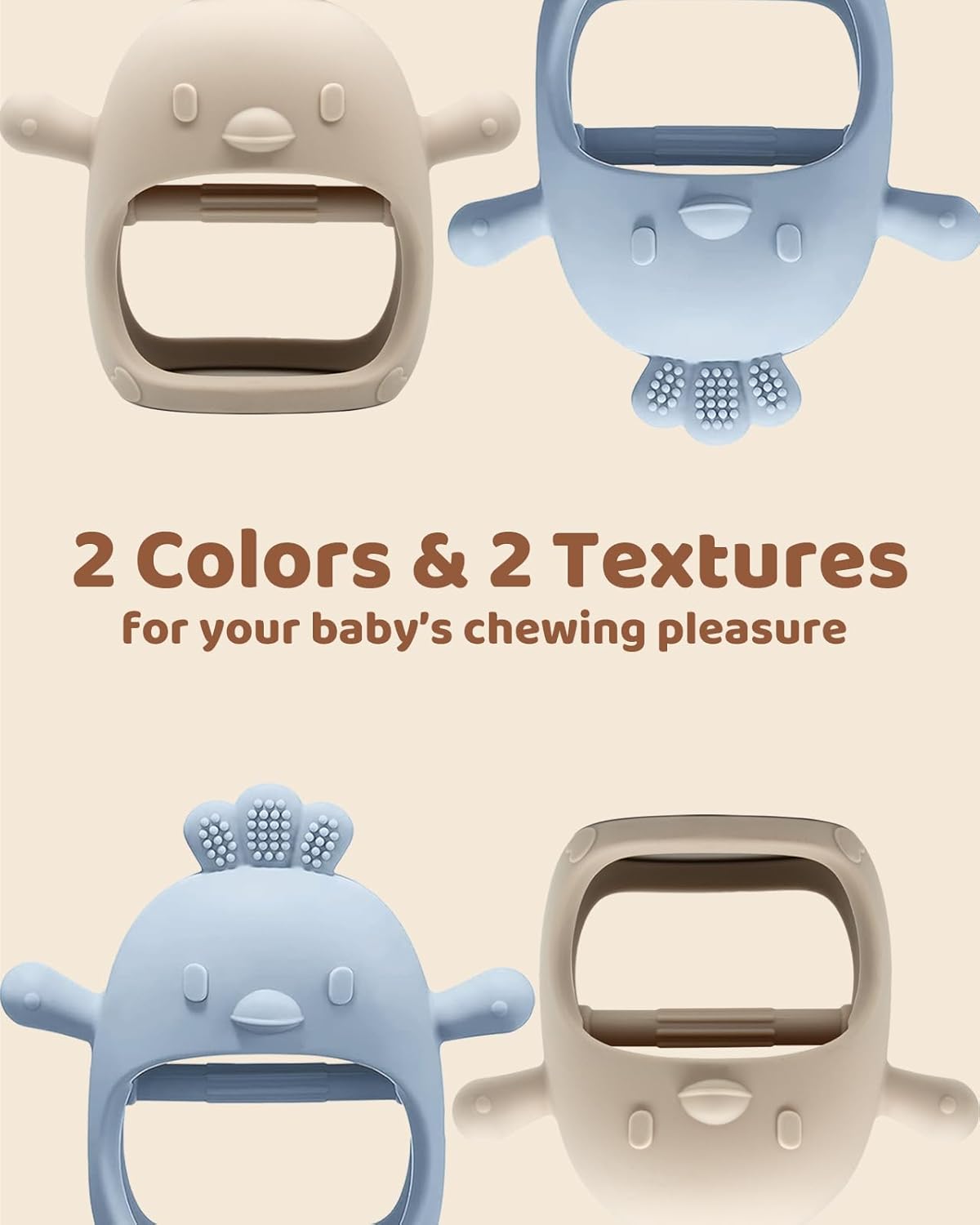 2 Packs Baby Bijtspeelgoed | BPA Vrij Siliconen Bijtspeelgoed voor Baby's 0 tot 12 Maanden