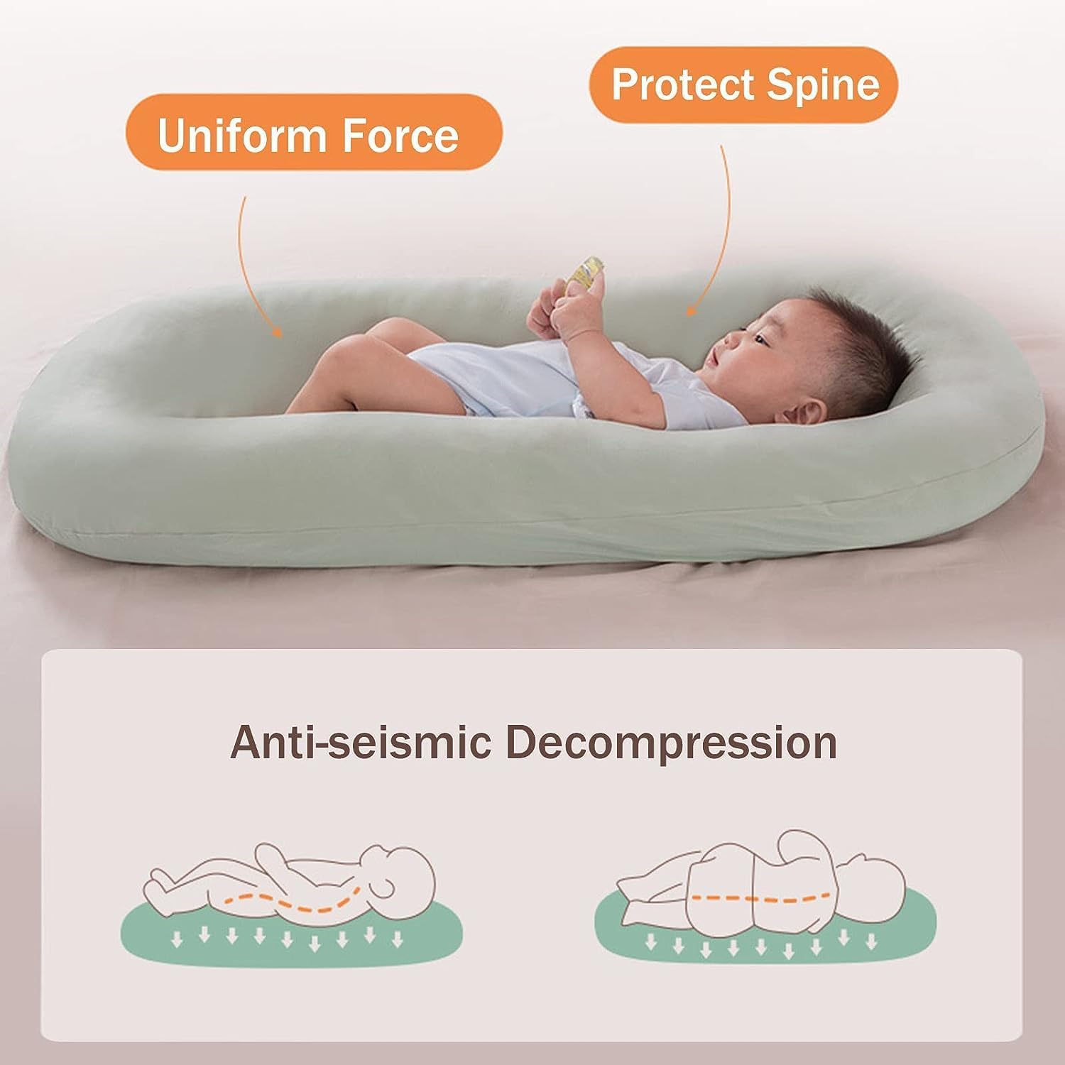 Baby Lounger Kussen | Zacht Katoen Ademend Baby Nest Slaapplek voor Pasgeboren 0-24 Maanden