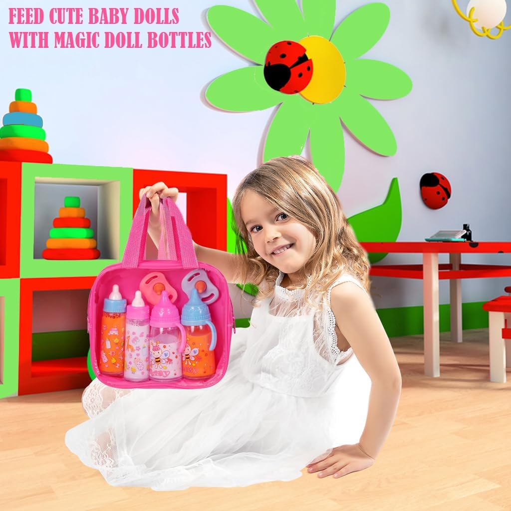 Poppenaccessoire set | Luiertas met 6 accessoires & magische fles voor poppenverzorging