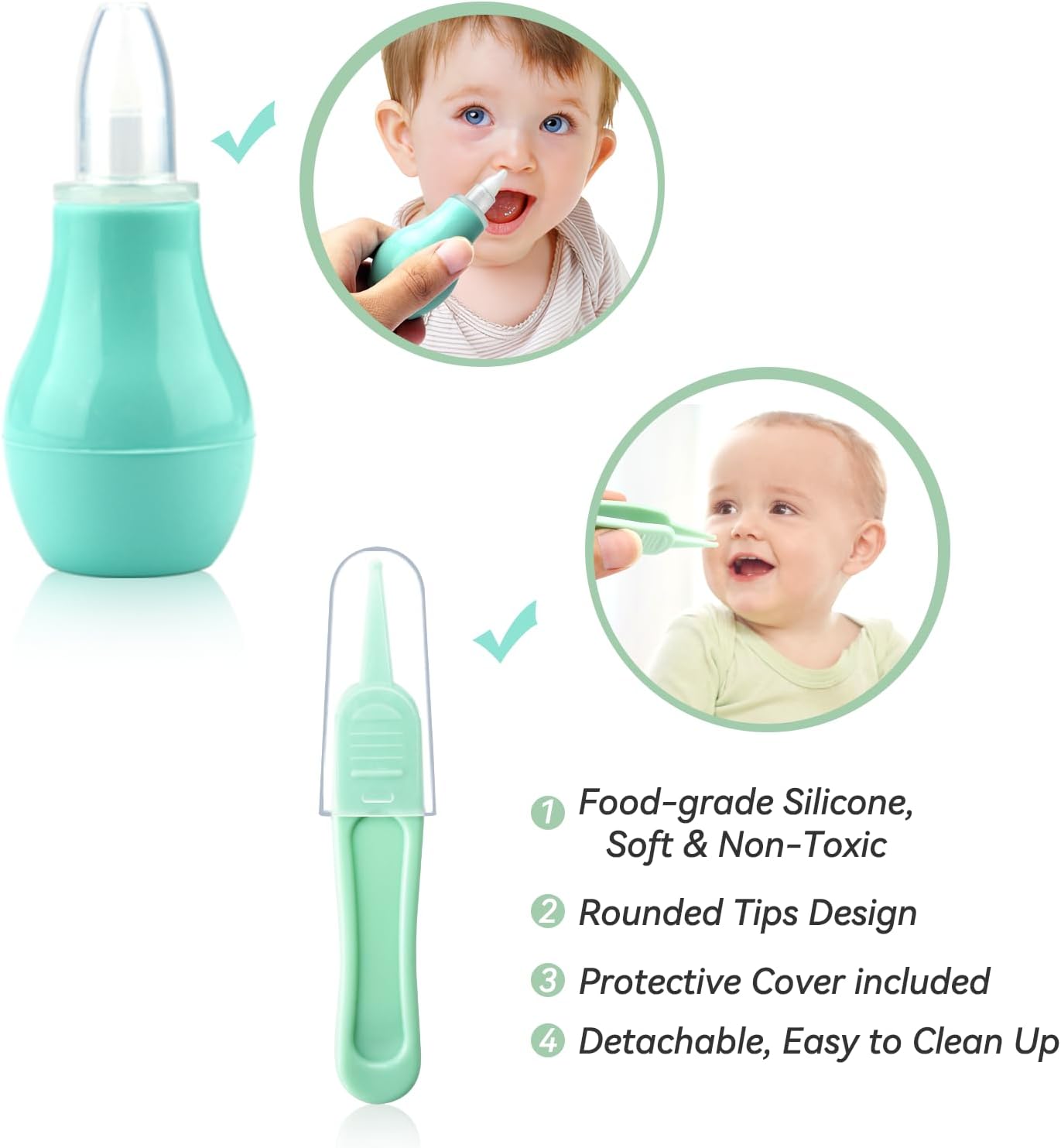 Baby Verzorgingsset voor Veiligheid | Borstel, Kam, Nagelknipper, Neusaspirator Essentiële Verzorgingskit voor Pasgeborenen