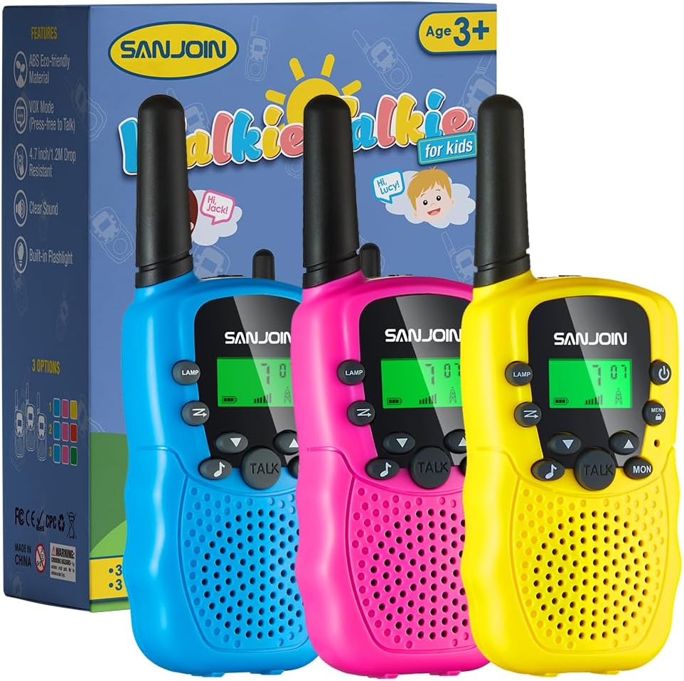 Walkie Talkies Jongens & Meisjes | Kinderspeelgoed 4-6 Jaar | Outdoor Radio 3-7 Jaar (Blauw & Roze & Geel)