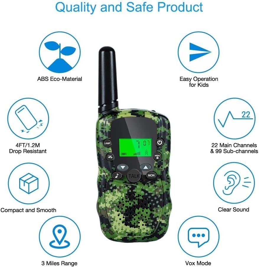 Walkie Talkies Jongens & Meisjes | Kinderspeelgoed 4-6 Jaar | Outdoor Radio Speelgoed 3-7 Jaar (Blauw & Roze & Geel)