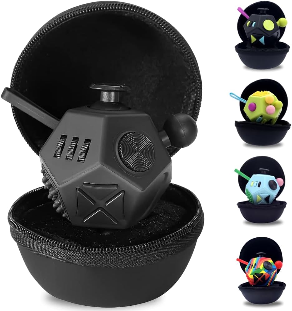 Fube Fidget Cube – 6-zijdige Anti-Stress Kubus met Etui, Kinderen & Volwassenen