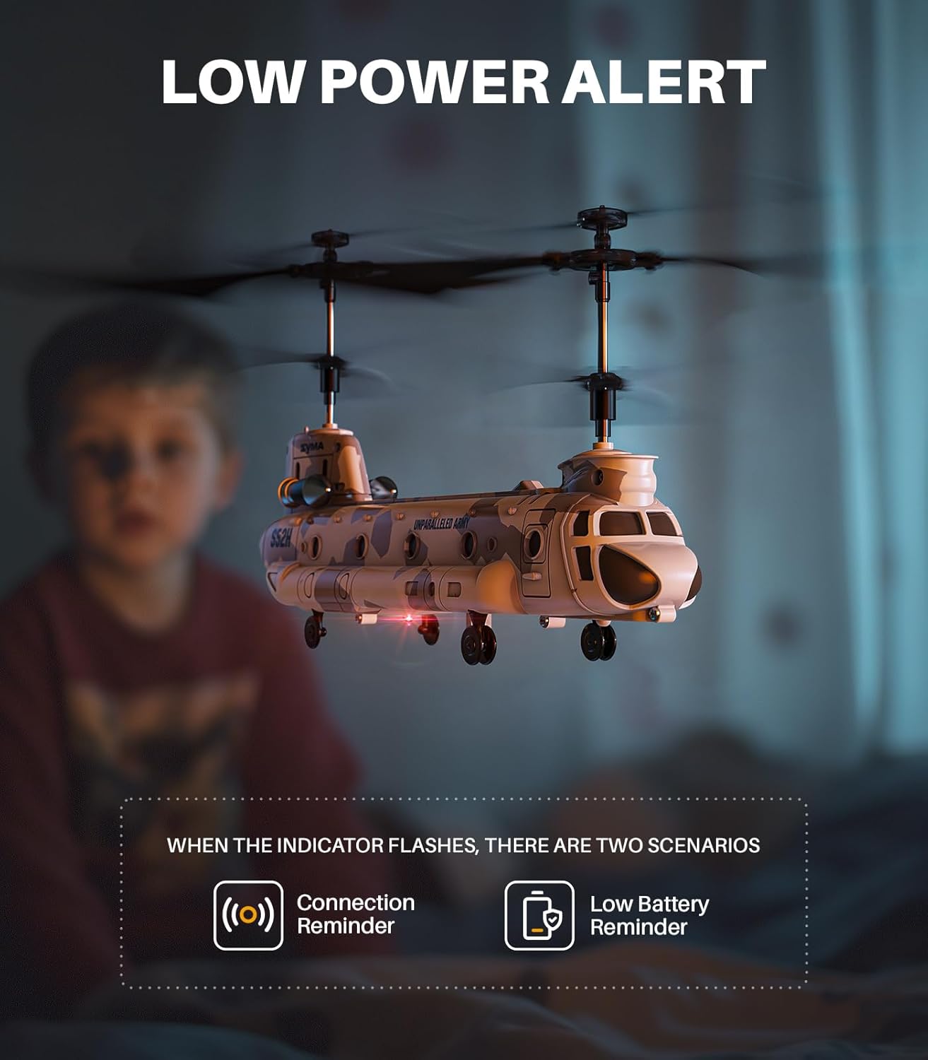 S52H Afstandsbediening Helicopter | Militaire Vervoer met Hoogtevast | LED Verlichting & Één-Knop Oprichting | Perfect voor Kinderen & Militaire Fans